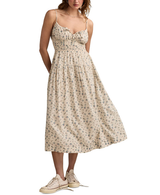 Lucky Brand Womens Smocked-Waist Floral Midi Dress