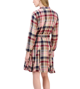 Nautica Womens Plaid Ruffled-Neckline Long-Sleeve Shirtdress
