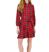 Nautica Womens Ruffle-Neck Shirt Dress