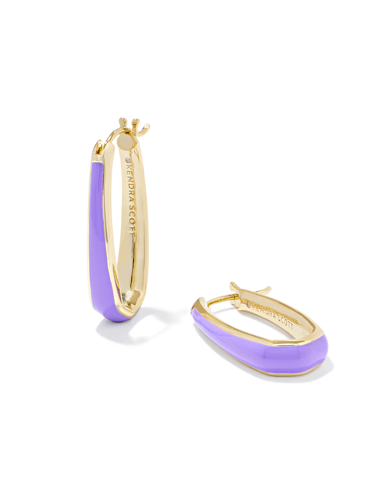 Kendra Scott Kelsey Purple Enamel Hoop Earrings - Gold