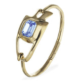 UNOde50 18k Gold Alloy & Blue Faceted Crystal Rigid Bracelet - Medium