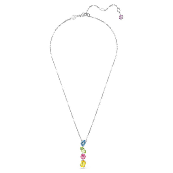 Swarovski Gema Y Pendant Necklace - Mixed Cuts, Multicolored, Rhodium Plated