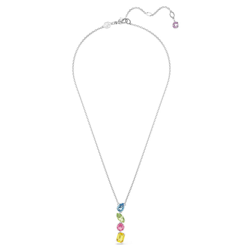 Swarovski Gema Y Pendant Necklace - Mixed Cuts, Multicolored, Rhodium Plated