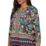 Ruby Road Womens Paradise Tropic Print Knit 3/4 Sleeve Top