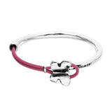 UNOde50 Semi-Rigid Silver & Pink Leather Butterfly Bracelet - Large