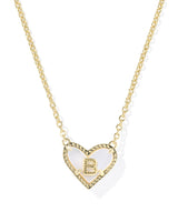 Kendra Scott Heart Letter B Gold Ivory Mother of Pearl Short Pendant Necklace