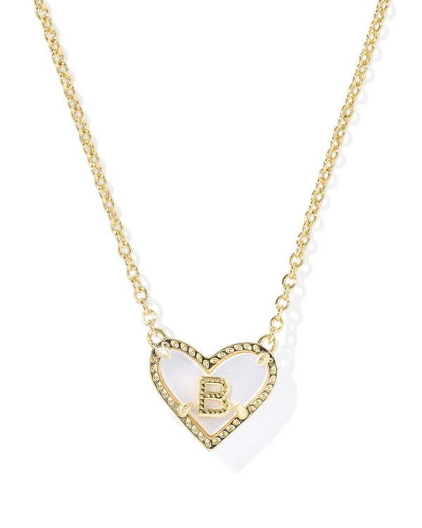 Kendra Scott Heart Letter B Gold Ivory Mother of Pearl Short Pendant Necklace