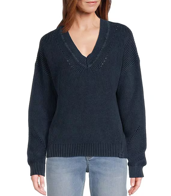 Tommy Bahama Womens Salt Wash V-Neck Sweater