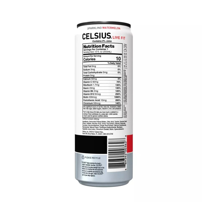 CELSIUS Live Fit Energy Drink - Sparkling Watermelon - 12 oz.