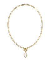 Kendra Scott Elisa Gold Enamel Link & Chain Necklace - Mother of Pearl