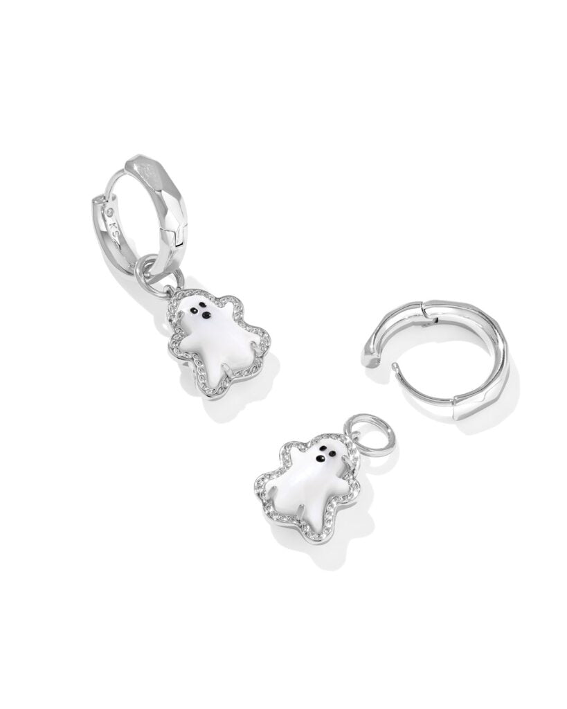 Kendra Scott Reversible Silver Ghost Huggie Earrings
