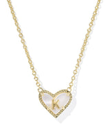 Kendra Scott Heart Letter K Gold Ivory Mother of Pearl Short Pendant Necklace