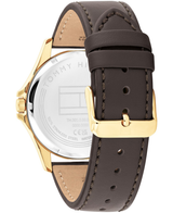 Tommy Hilfiger Mens Bruce 42mm Gold-Plated Brown Leather Strap Watch