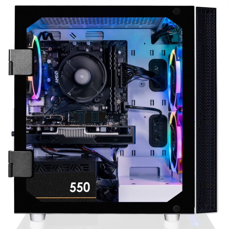 CLX SET Gaming Desktop - AMD Ryzen 5 5600 3.5GHz 6-Core Processor, 16GB DDR4 Memory, Radeon RX 6400 4GB GDDR6 Graphics, 1TB M.2 NVMe SSD, WiFi, White CLX Edition Sphynx MicroATX Tower RGB Fans, Windows 11 Home 64-bit