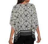 Ruby Road Womens Geo Border Print Crepe Short Sleeve T-Shirt