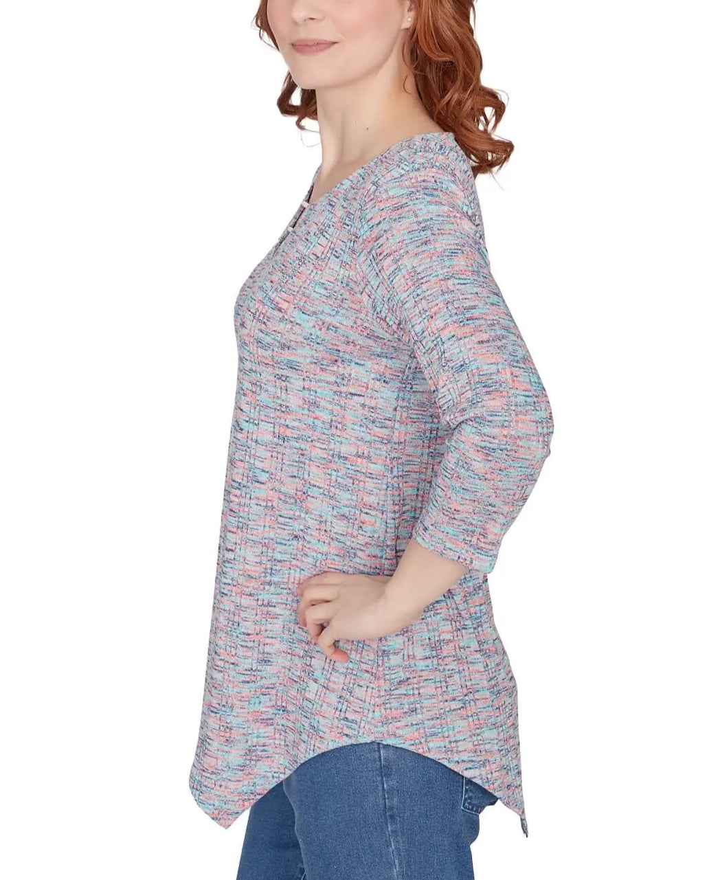 Ruby Rd. Womens Terracotta Spacedye Knit Top