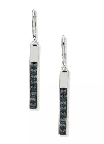 Nine West Silver-Tone Denim Blue Bar Drop Lever Back Earrings