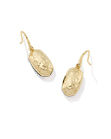 Kendra Scott Lee Riveted Gold Drop Earrings - Dark Brown Hawk's Eye