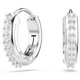 Swarovski Matrix Hoop Earrings - Round cut, White, Rhodium plated