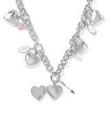 Jayna Mother Of Pearl Statement Valentines Necklace - Silver Plated