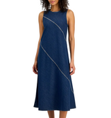 Nautica Womens Asymmetrical Denim Midi Dress