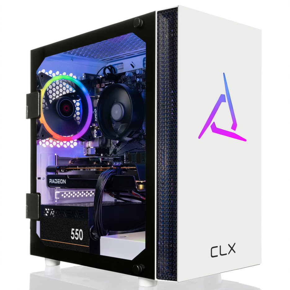 CLX SET Gaming Desktop - AMD Ryzen 5 5600 3.5GHz 6-Core Processor, 16GB DDR4 Memory, Radeon RX 6500 XT 4GB GDDR6 Graphics, 1TB M.2 NVMe SSD, WiFi, White CLX Edition Sphynx MicroATX Tower RGB Fans, Windows 11 Home 64-bit