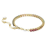 Swarovski Matrix Tennis Bracelet - Round Cut, Multicolored, Gold-Tone Plated