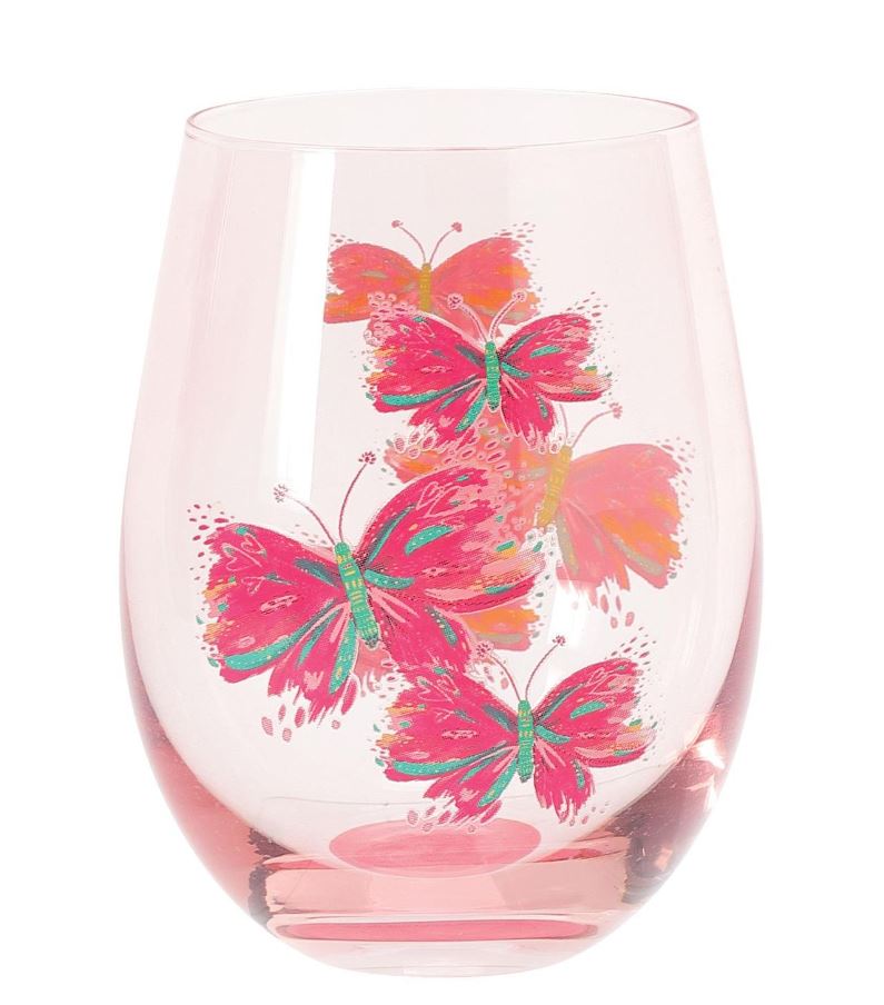 EttaVee Butterfly Stemless Wineglass