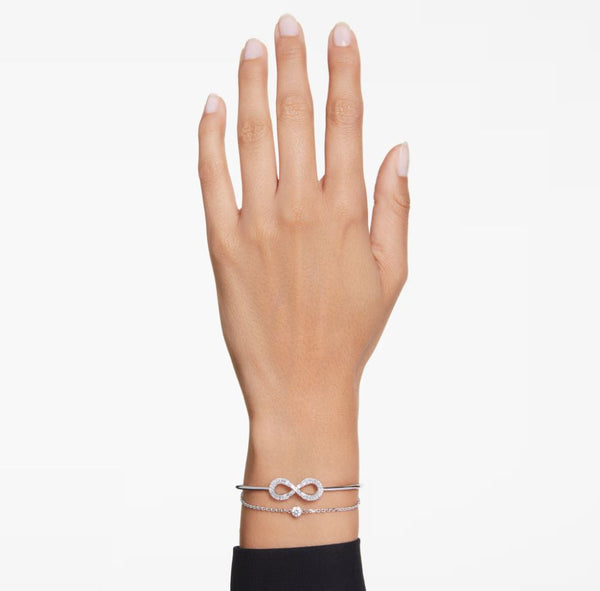 Swarovski Hyperbola Bangle Bracelet - Infinity, White, Rhodium Plated