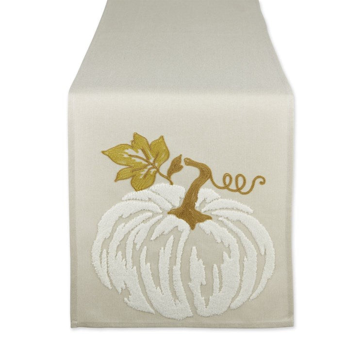 Design Imports White Pumpkin Embroidered Table Runner - 14" x 70"