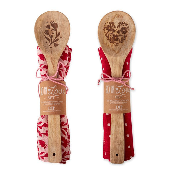 Design Imports Valentine Baking Dish Towel & Spoon Set