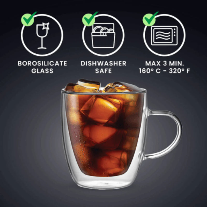 Bialetti Capri Double Walled Glass Mugs - Set of 2