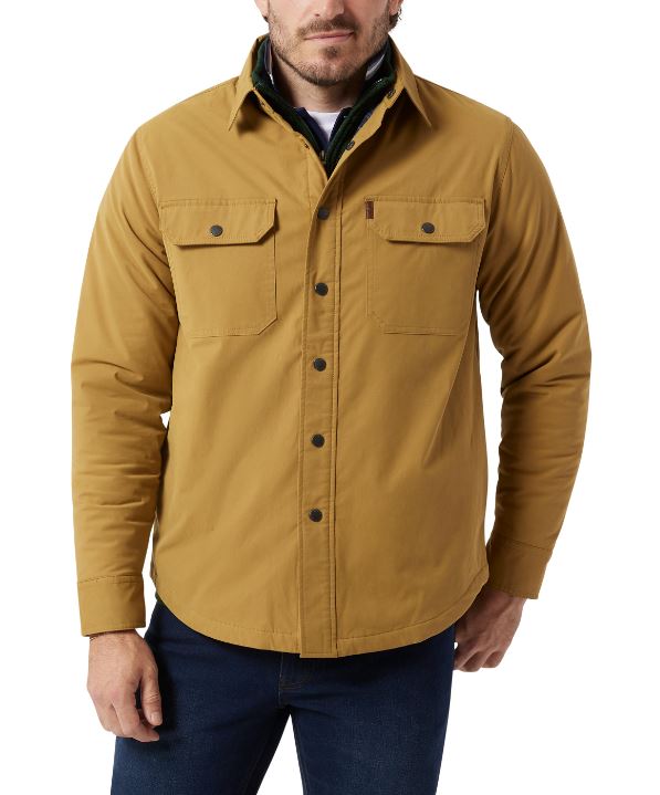 Chaps Mens Fleece Lined Stretch Shirt Jacket