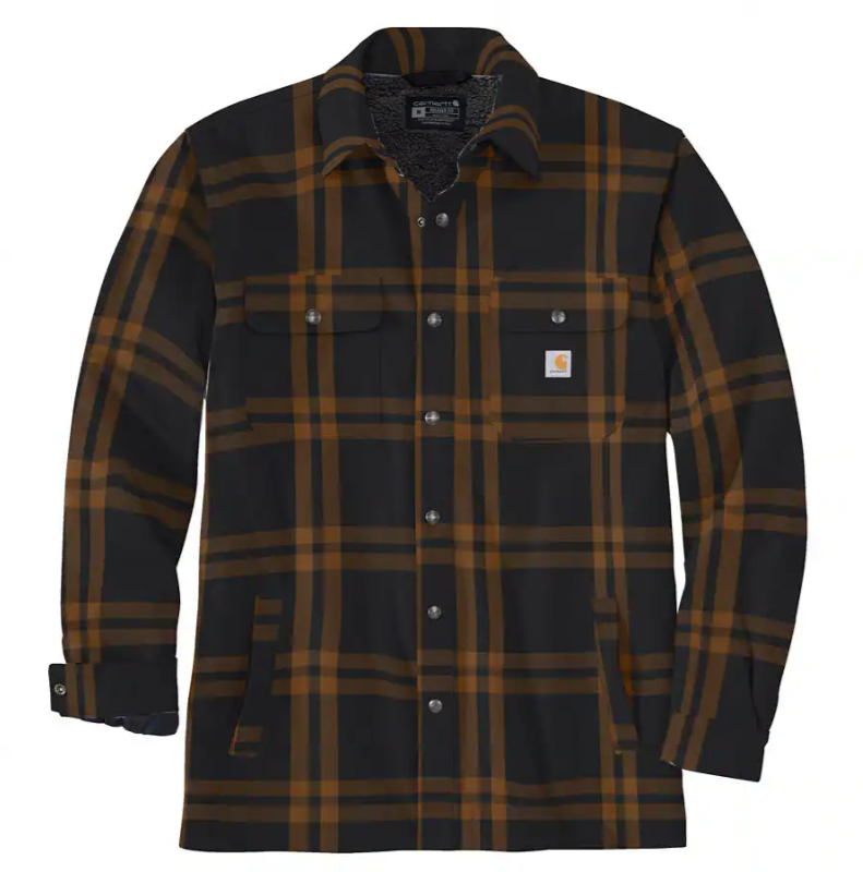 Carhartt Mens Relaxed Fit Flannel Sherpa-Lined Shirt Jacket