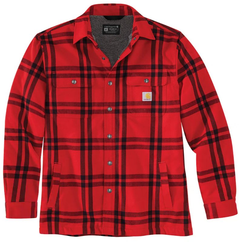 Carhartt Mens Relaxed Fit Flannel Sherpa-Lined Shirt Jacket