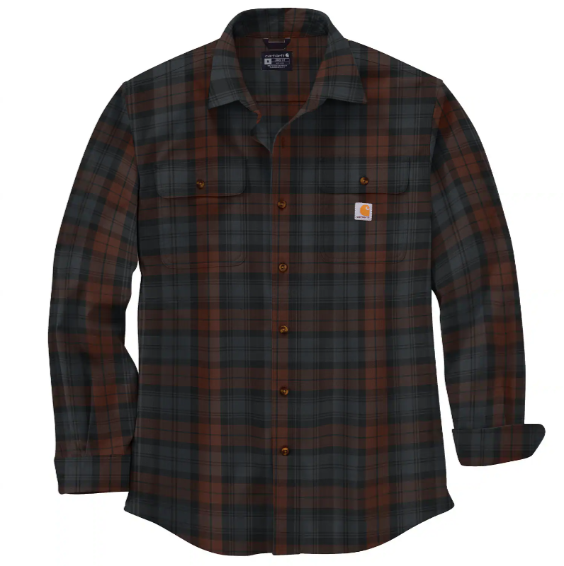 Carhartt Mens Loose Fit Heavyweight Flannel Long-Sleeve Plaid Shirt