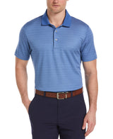 PGA Tour Mens Linear Jacquard Short Sleeve Golf Polo Shirt