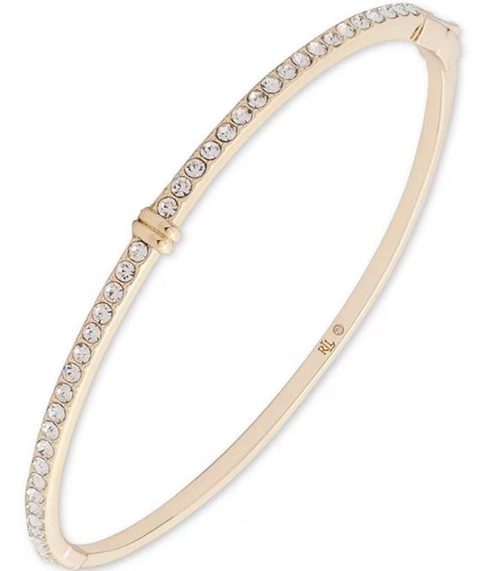 Lauren Ralph Lauren Gold Crystal Thin Pavé Hinge Bangle Bracelet