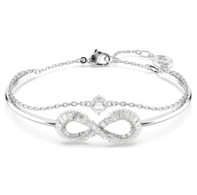 Swarovski Hyperbola Bangle Bracelet - Infinity, White, Rhodium Plated