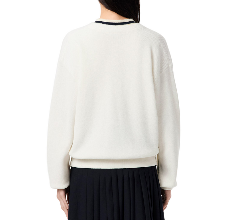 Lacoste Womens V-Neck Moss Stitch Cotton Cardigan