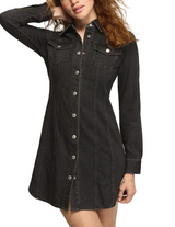 Lucky Brand Womens Denim Fitted Shirt Dress