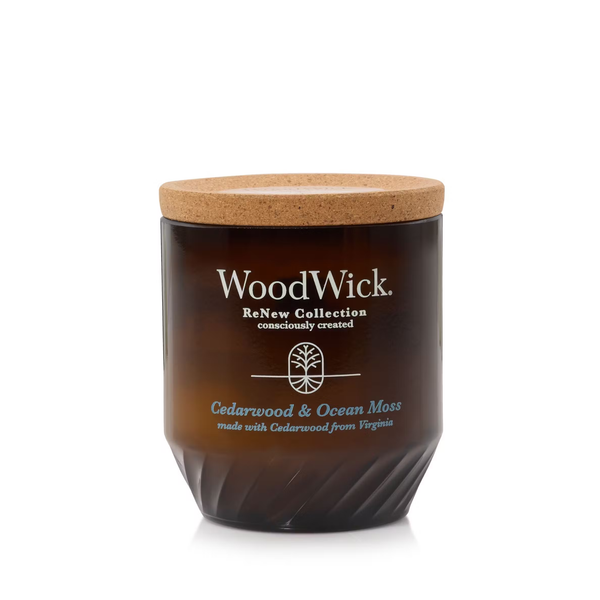 WoodWick Medium ReNew Candle - Cedarwood & Ocean Moss