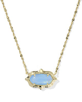 Kendra Scott Elisa Gold Scallop Frame Short Pendant Necklace - Sky Blue Iridescent Abalone