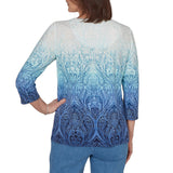Alfred Dunner Womens Ombre Medallion Knit Top