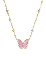 Kendra Scott Cailey Butterfly Gold Short Pendant Necklace - Pink Opalescent