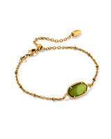 Kendra Scott Tiger Striped Elaina Vintage Gold Delicate Chain Bracelet - Green Mother of Pearl