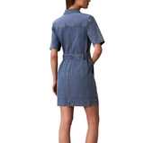 Calvin Klein Womens Denim Belted Shirt Dress