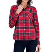 Nautica Womens Plaid Roll-Tab Shirt