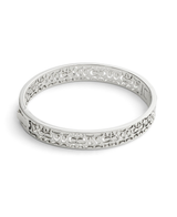 COACH Silver Quilted Cut Out Hinge Bangle Bracelet