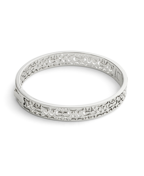 COACH Silver Quilted Cut Out Hinge Bangle Bracelet